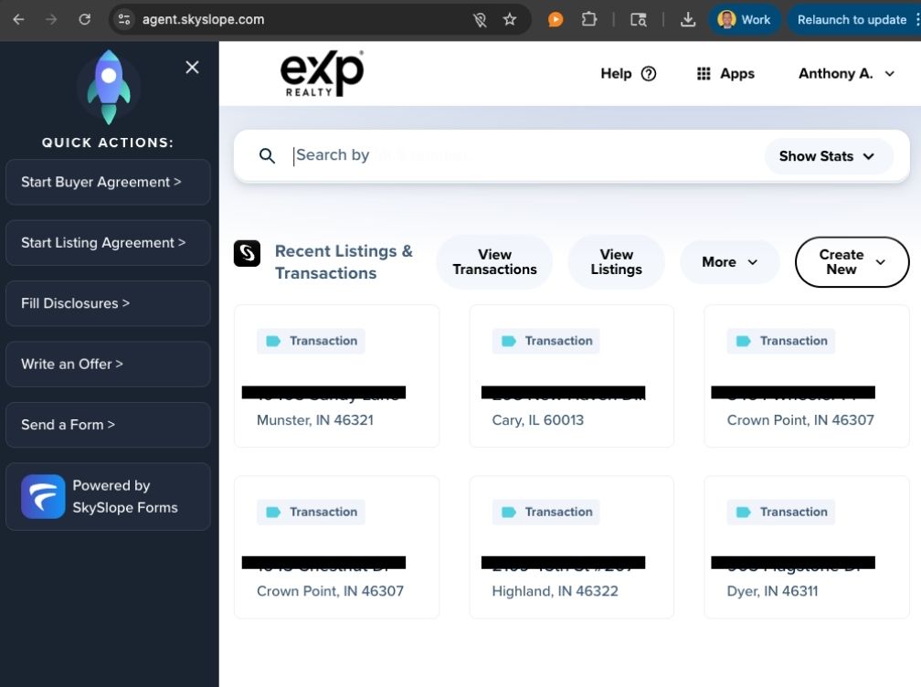 login screen for the software "SkySlope" for real estate transaction management